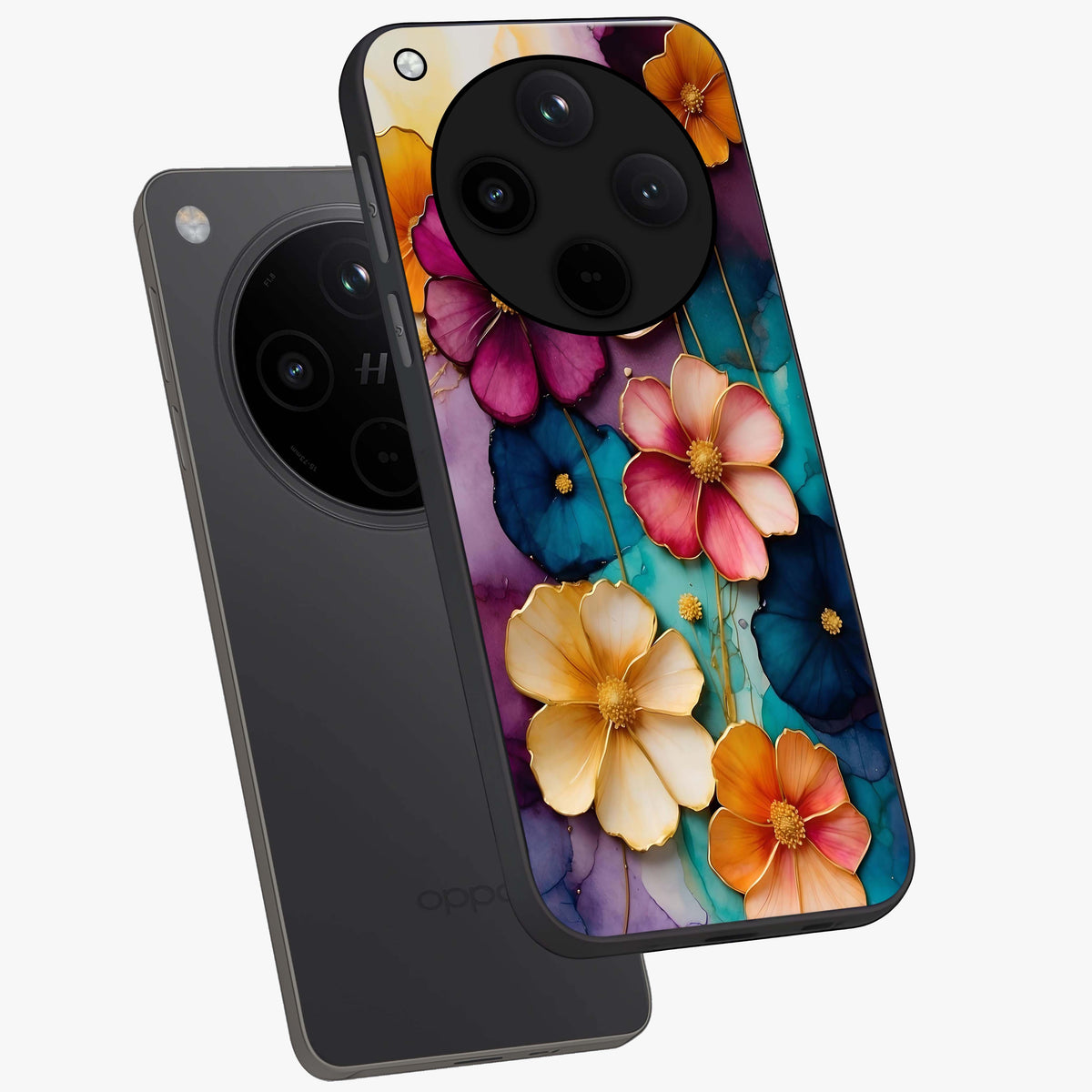 Artlyn Grace Flower Pattern Glass Case displayed in angled mockup highlighting delicate flower pattern design and smooth glass surface.