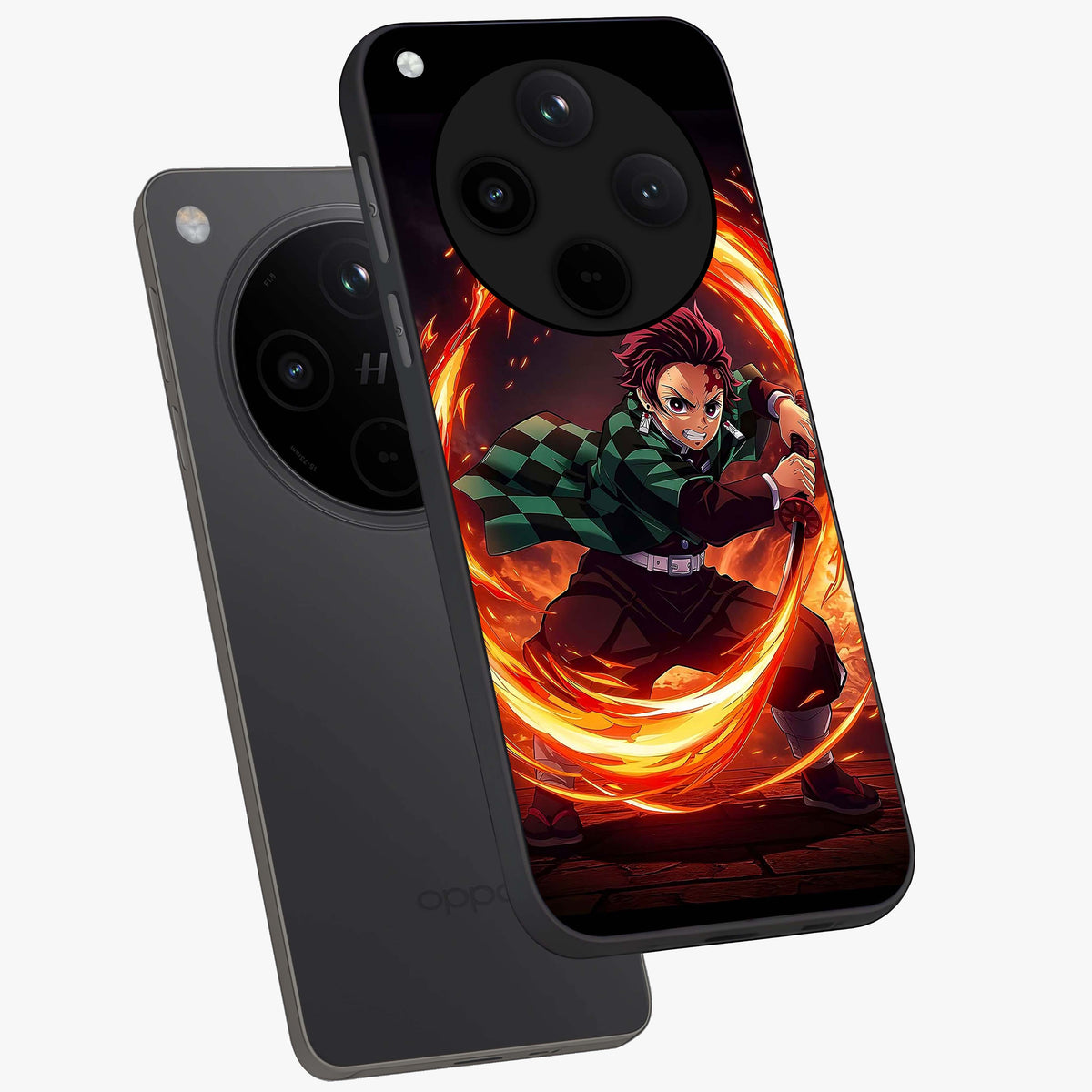 Blazing Sword Resolve Glass Case displayed in angled mockup highlighting powerful sword illustration and bold fantasy theme.