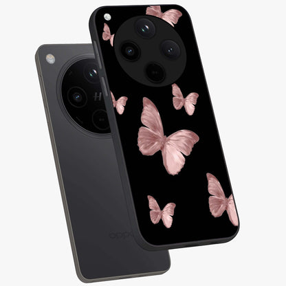 Butterfly Pattern Glass Case displayed in angled mockup highlighting delicate butterfly design and aesthetic pattern style.