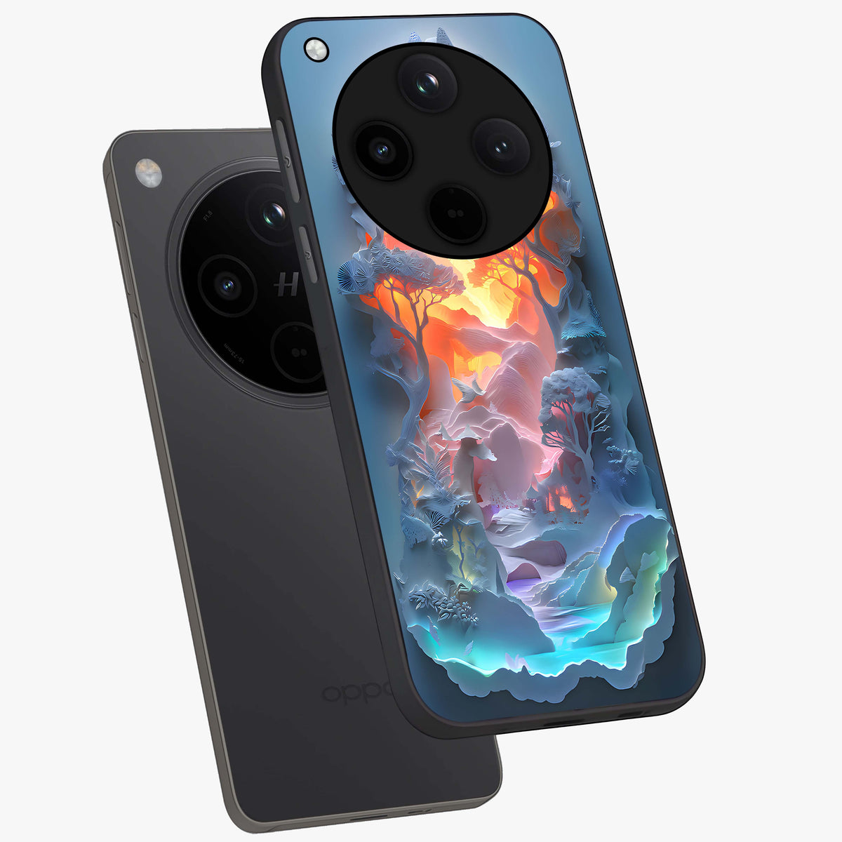 Glow Forest Portal Glass Case displayed in angled mockup highlighting mystical forest design with magical glowing aesthetic.