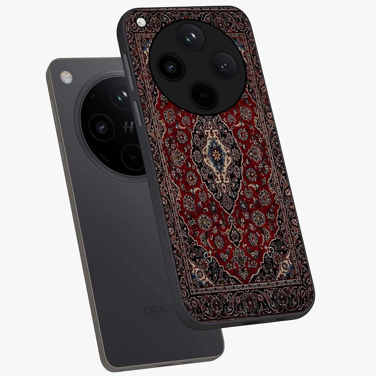 Heritage Carpet Royale Glass Case displayed in angled mockup highlighting intricate royal carpet design with heritage aesthetic.