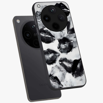 Midnight Kiss Marks Glass Case displayed in angled mockup highlighting playful romantic design with bold midnight aesthetic.