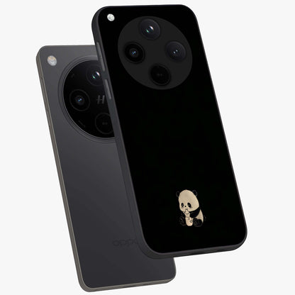 Midnight Panda Love Glass Case displayed in angled mockup highlighting adorable panda illustration with midnight aesthetic.