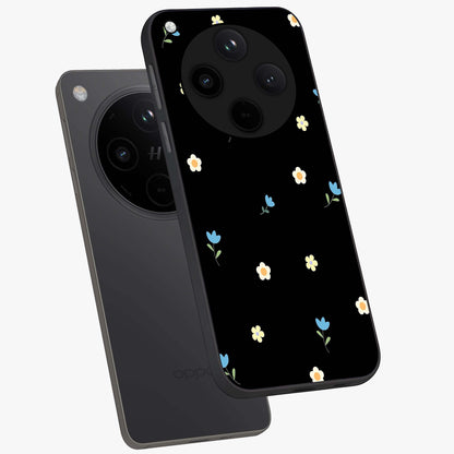 Minimal Petal Whispers Glass Case displayed in angled mockup highlighting delicate petal design with clean minimal aesthetic.