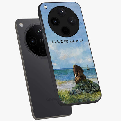 Peace Beyond War Glass Case displayed in angled mockup highlighting meaningful message design with artistic aesthetic style.