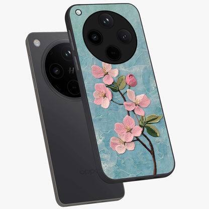 Threaded Blossom Breeze Glass Case displayed in angled mockup highlighting elegant floral design with soft aesthetic style.