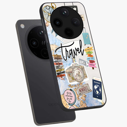Wanderlust Journal Glass Case displayed in angled mockup highlighting adventure themed design with aesthetic travel vibe.