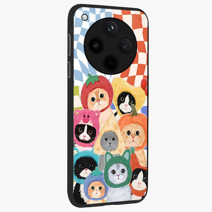 Cats in Fruits Glass Case upright view showcasing charming cat artwork with fun fruity theme.