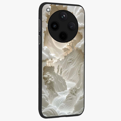 Celestial Origami Glass Case upright view showcasing creative origami artwork with modern celestial style.
