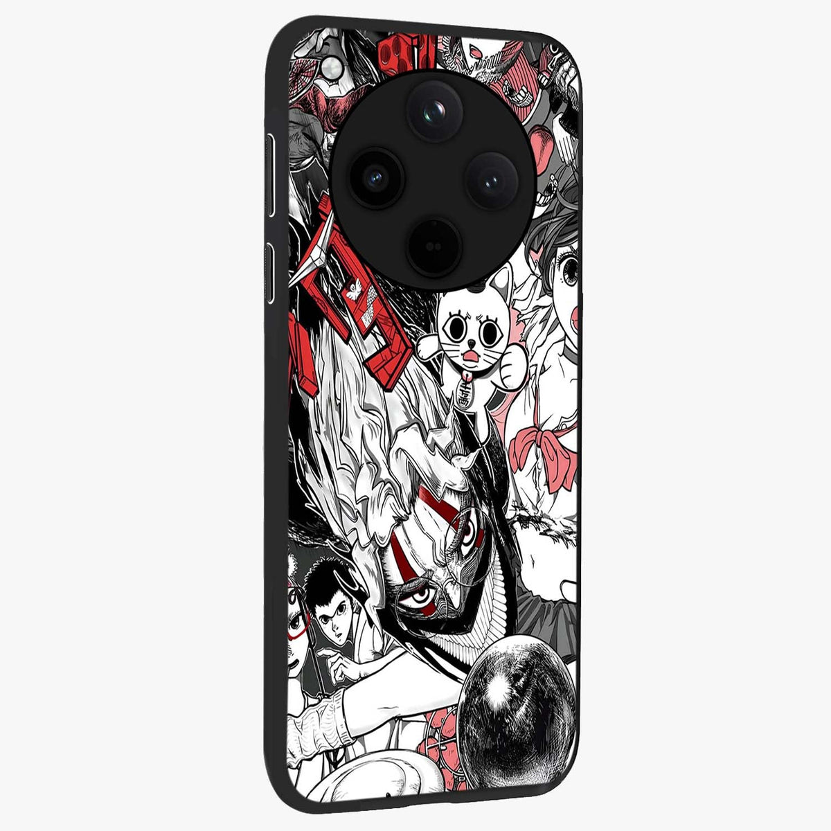 Crimson Chaos Panel Glass Case upright view showcasing intense crimson artwork with dramatic aesthetic style.