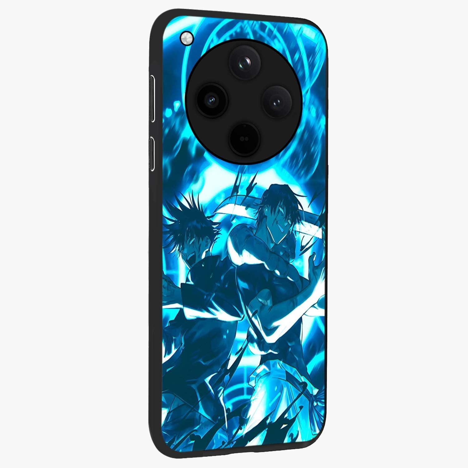 Cursed Energy Clash Glass Case upright view showcasing dramatic clash artwork with bold supernatural theme.