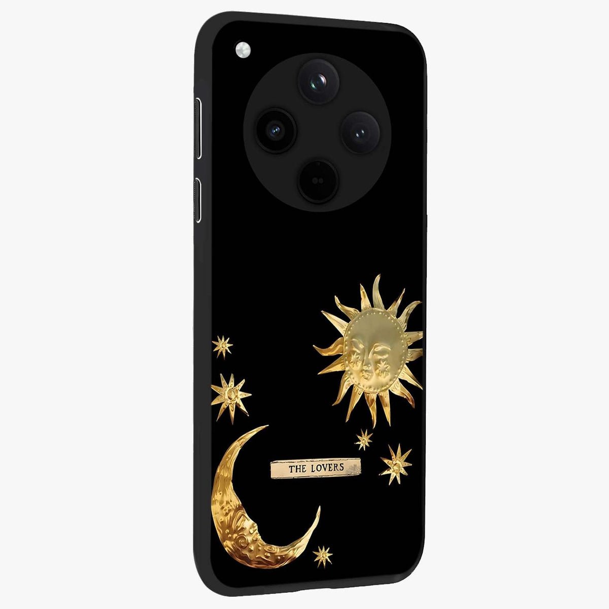 Gold Sun Blush Glass Case upright view showcasing glowing sun artwork with elegant celestial theme.
