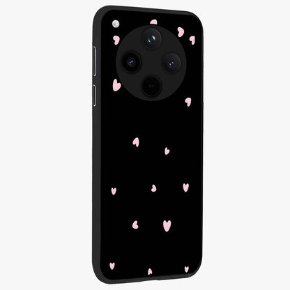 Pink Love Drops Glass Case upright view showcasing charming heart drop artwork with romantic playful theme.