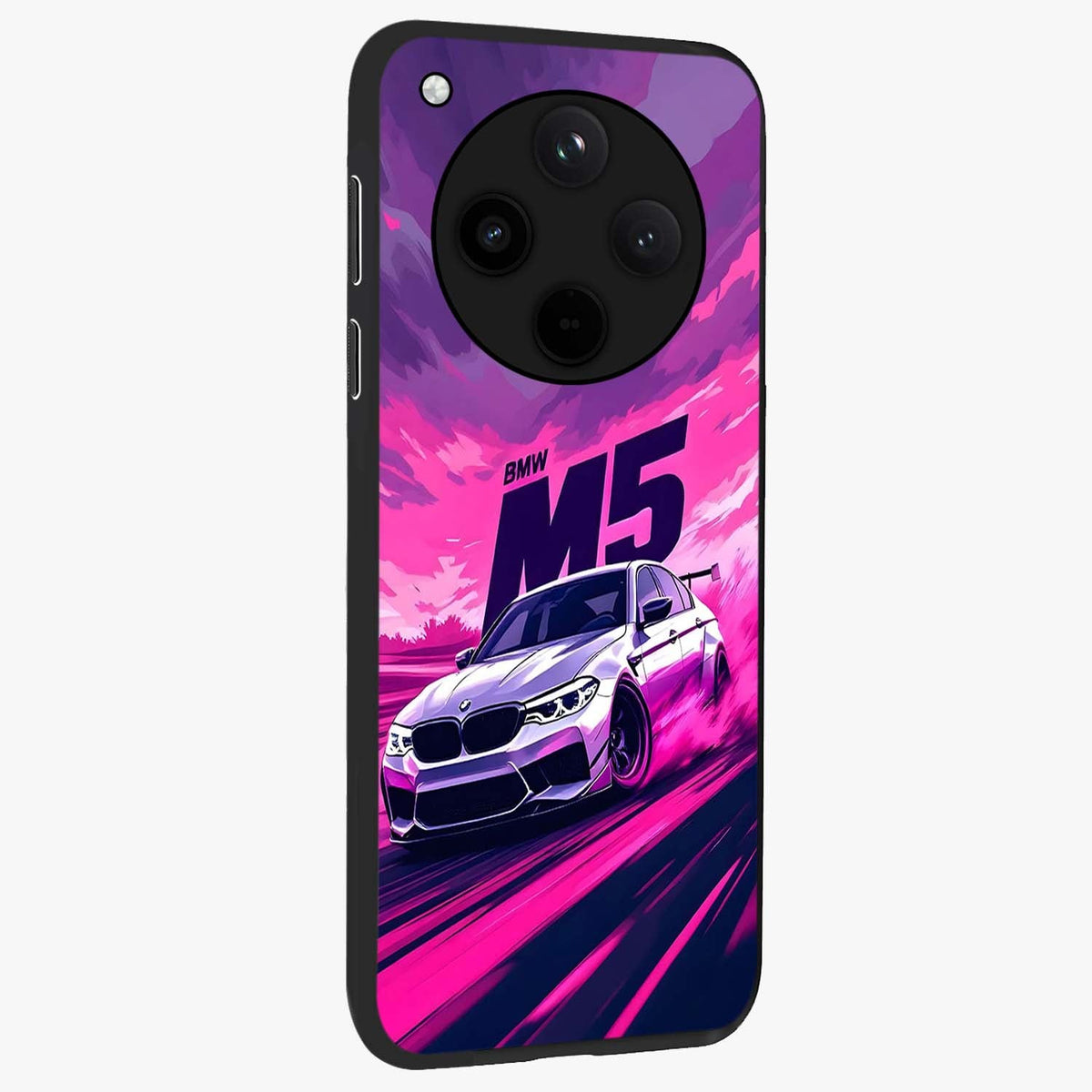 Velocity Drift Pulse Glass Case upright view showcasing powerful racing artwork with energetic motorsport theme.