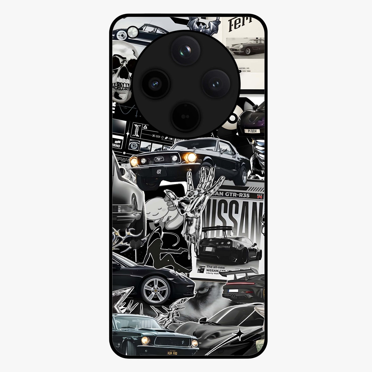 Aesthetic Dark Love Glass Case showing flat back view with dark romantic artwork and glossy glass finish.