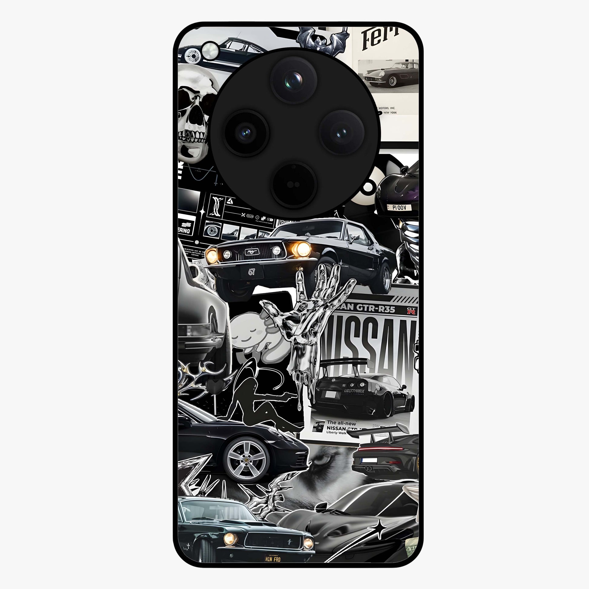 Aesthetic Dark Love Glass Case showing flat back view with dark romantic artwork and glossy glass finish.