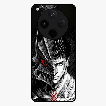 Berserker Blood Oath Glass Case showing flat back view with fierce warrior inspired artwork and glossy glass finish.