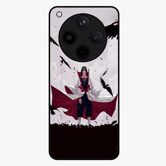 Crimson Crow Ascension Glass Case showing flat back view with mystical crow artwork and glossy glass finish.