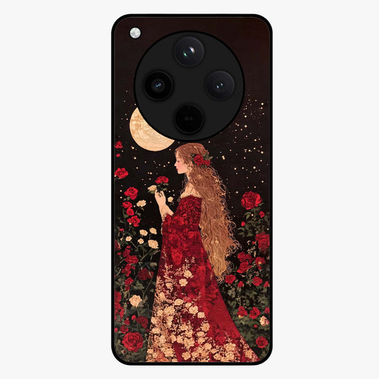 Crimson Dreams Glass Case showing flat back view with dreamy crimson artwork and glossy glass finish.
