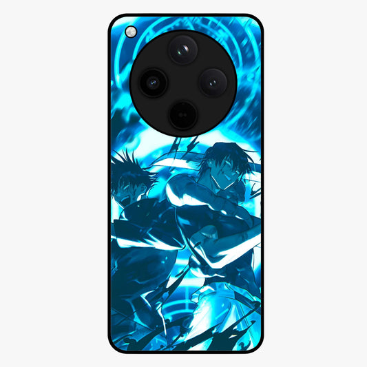 Cursed Energy Clash Glass Case showing flat back view with intense cursed energy artwork and glossy glass finish.