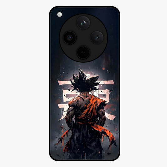 Dark Warrior In Rain Glass Case showing flat back view with warrior artwork in rainy atmosphere and glossy glass finish.
