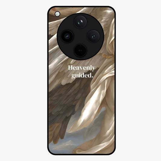 Divine Winged Grace Glass Case showing flat back view with elegant wing inspired artwork and glossy glass finish.