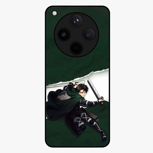 Emerald War Vanguard Glass Case showing flat back view with powerful warrior themed artwork and glossy glass finish.