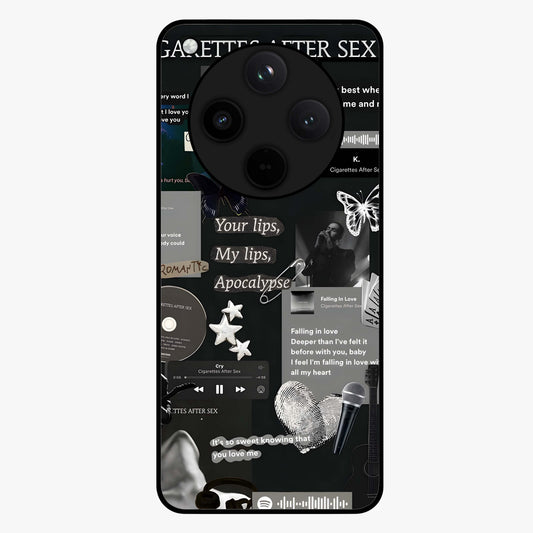 Midnight Love Echo Glass Case showing flat back view with romantic midnight themed artwork and glossy glass finish.