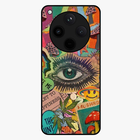 Mystic Eye Wonderland Glass Case showing flat back view with mystical eye themed artwork and glossy glass finish.