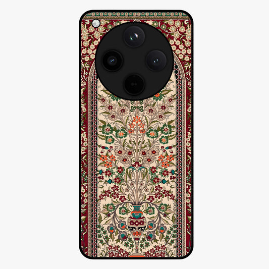 Persian Inspired Glass Case showing flat back view with ornate Persian style pattern artwork and glossy glass finish.