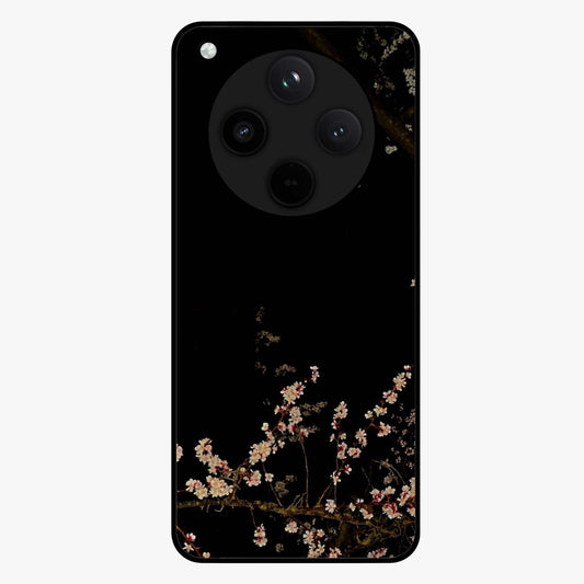 Petal Moon Light With Custom Name Glass Case showing flat back view with floral moonlight artwork and personalized name design.