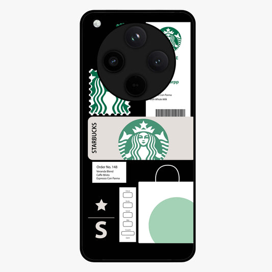 Starbucks Mocha Glass Case showing flat back view with coffee inspired artwork and glossy glass finish.