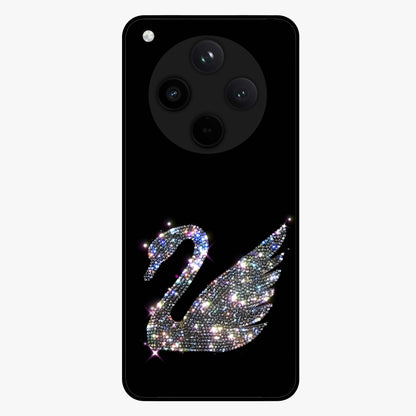 Starlit Swan Grace Glass Case showing flat back view with graceful swan artwork under starry sky and glossy glass finish.
