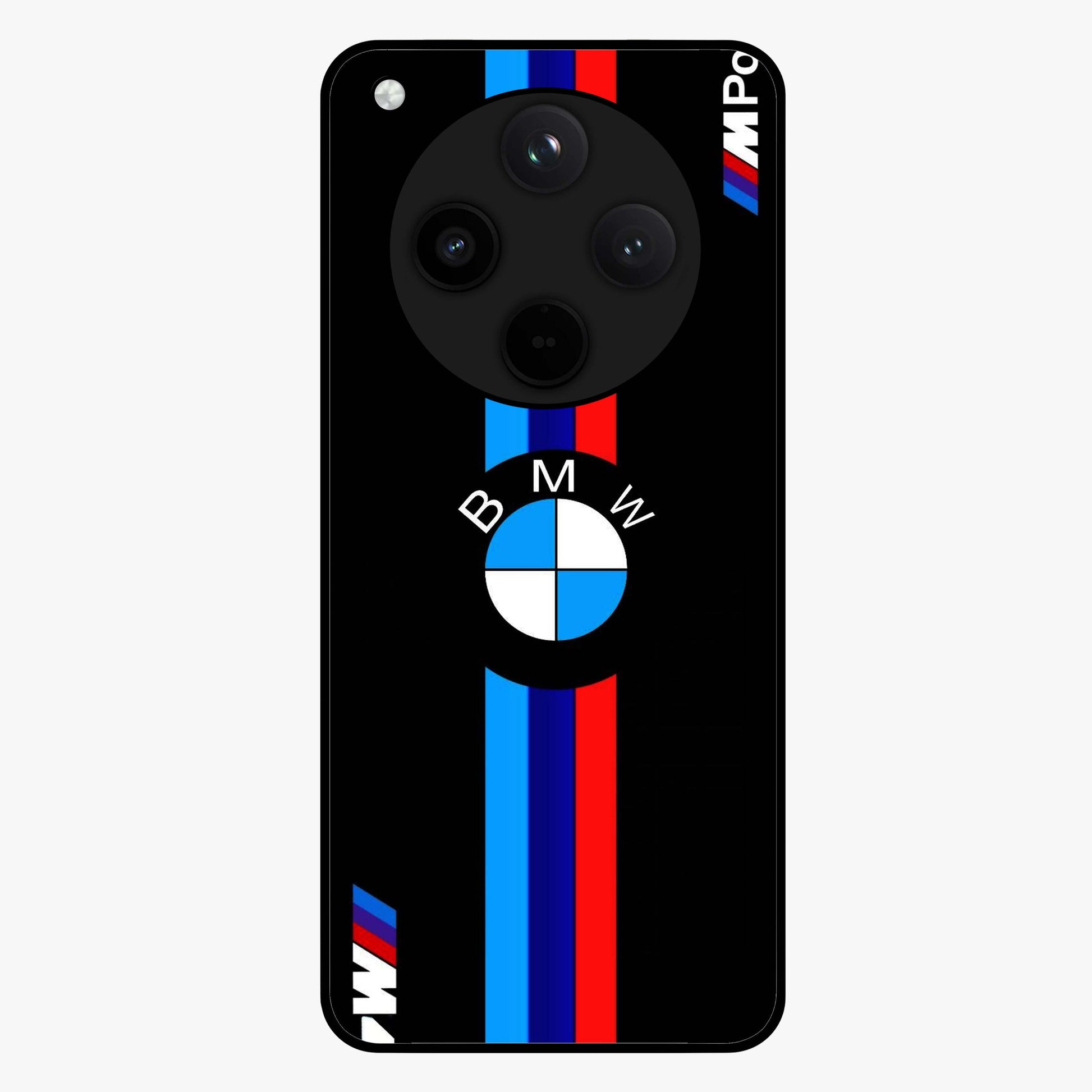 Turbo BMW Beast Glass Case showing flat back view with high performance sports car artwork and glossy glass finish.