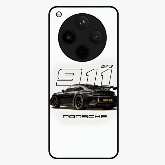 Turbo Legacy Icon Glass Case showing flat back view with iconic sports car inspired artwork and glossy glass finish.