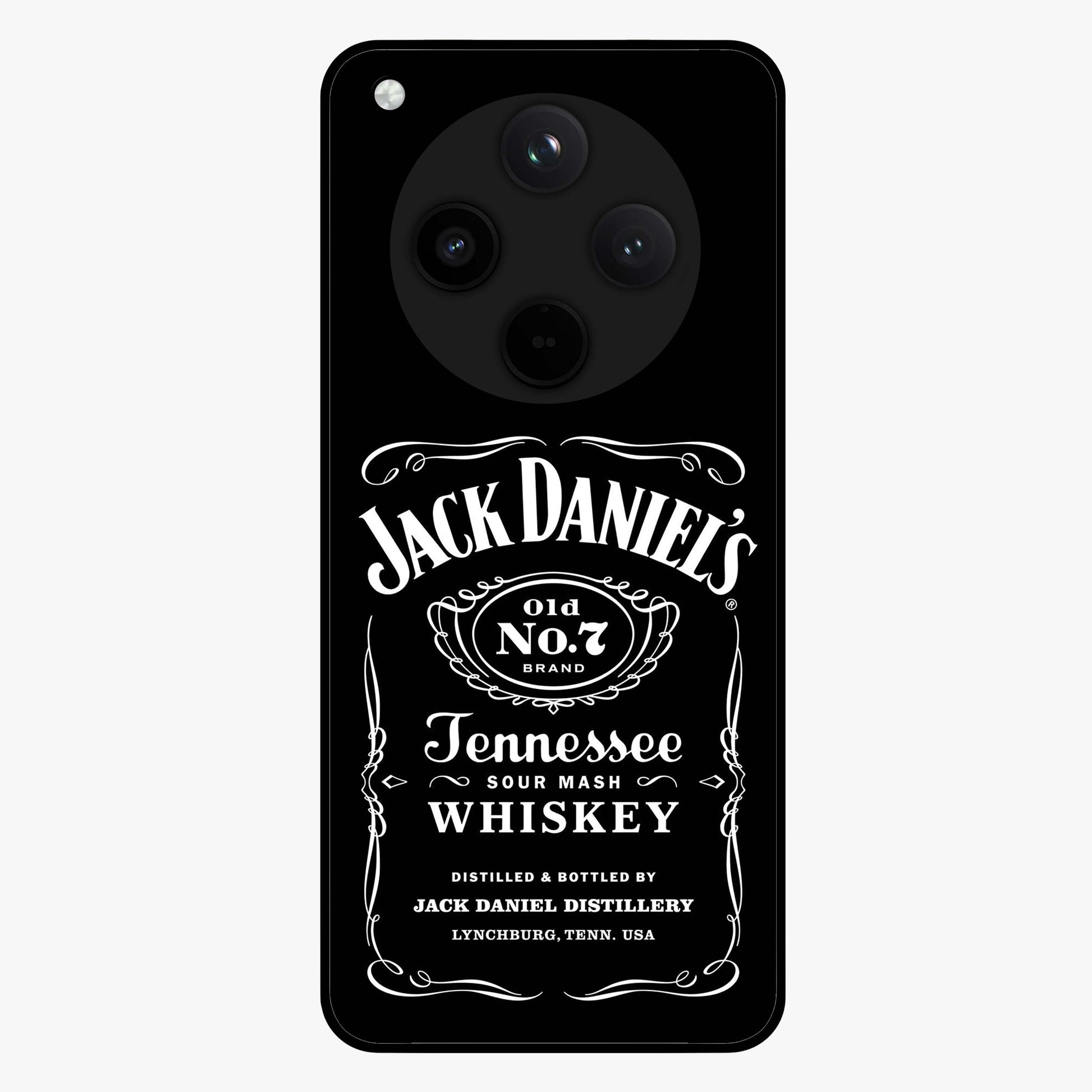 Vintage Whiskey Heritage Glass Case showing flat back view with classic whiskey inspired artwork and glossy glass finish.