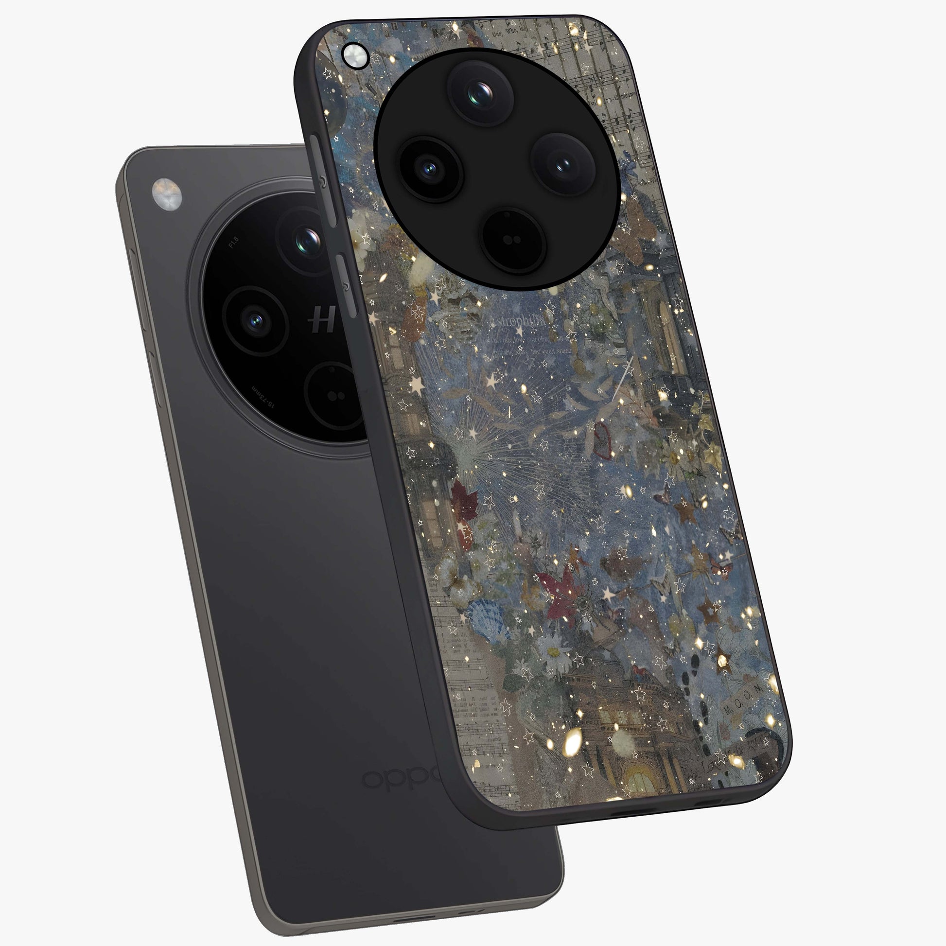 Aesthetic Astrolophia Glass Case displayed in angled mockup highlighting artistic aesthetic elements and smooth glass surface.
