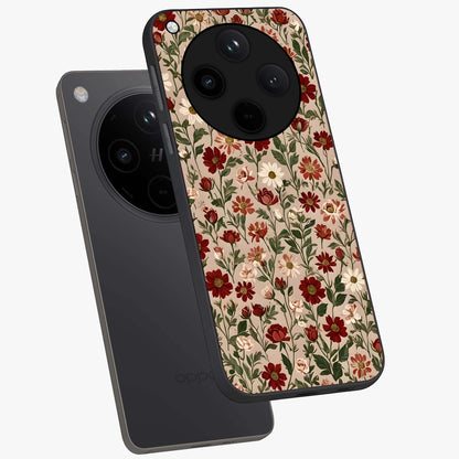 Biege Flower With Leaf Glass Case displayed in angled mockup highlighting minimal floral leaf design and elegant aesthetic.