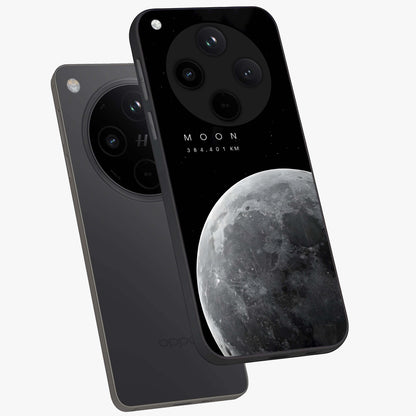 Cosmic Moon Glow Glass Case displayed in angled mockup highlighting celestial moon design with cosmic aesthetic theme.