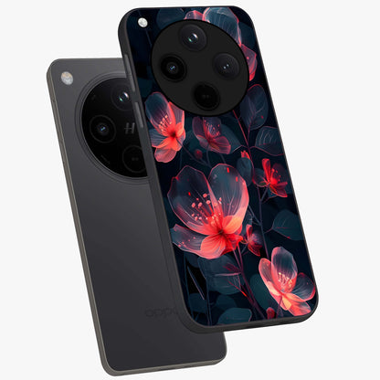 Dark Shade of Flower Glass Case displayed in angled mockup highlighting moody floral illustration with aesthetic dark tones.