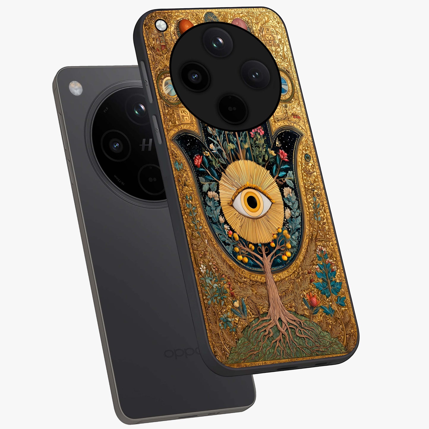 Ethereal Evil Eye Glass Case displayed in angled mockup highlighting protective evil eye symbol with spiritual aesthetic design.