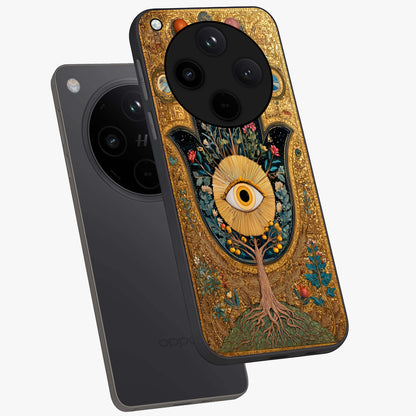 Ethereal Evil Eye Glass Case displayed in angled mockup highlighting protective evil eye symbol with spiritual aesthetic design.