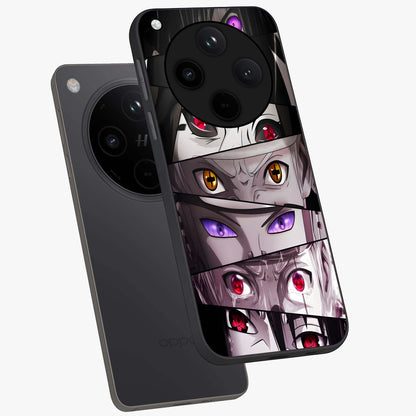 Eyes of Destiny Glass Case displayed in angled mockup highlighting bold eye illustration with mystical aesthetic style.