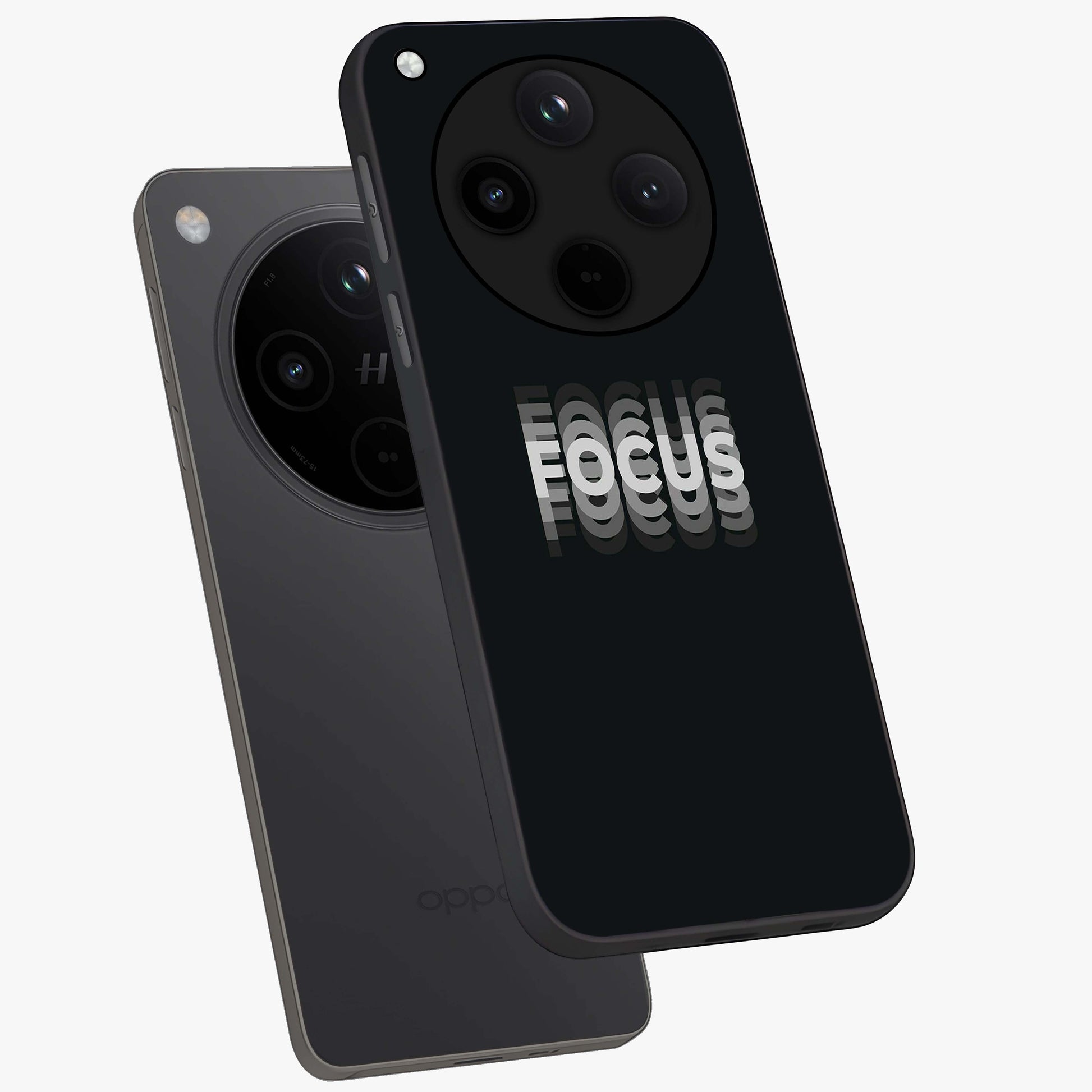 Focus Mode On Glass Case displayed in angled mockup highlighting clean minimal text artwork with modern aesthetic style.