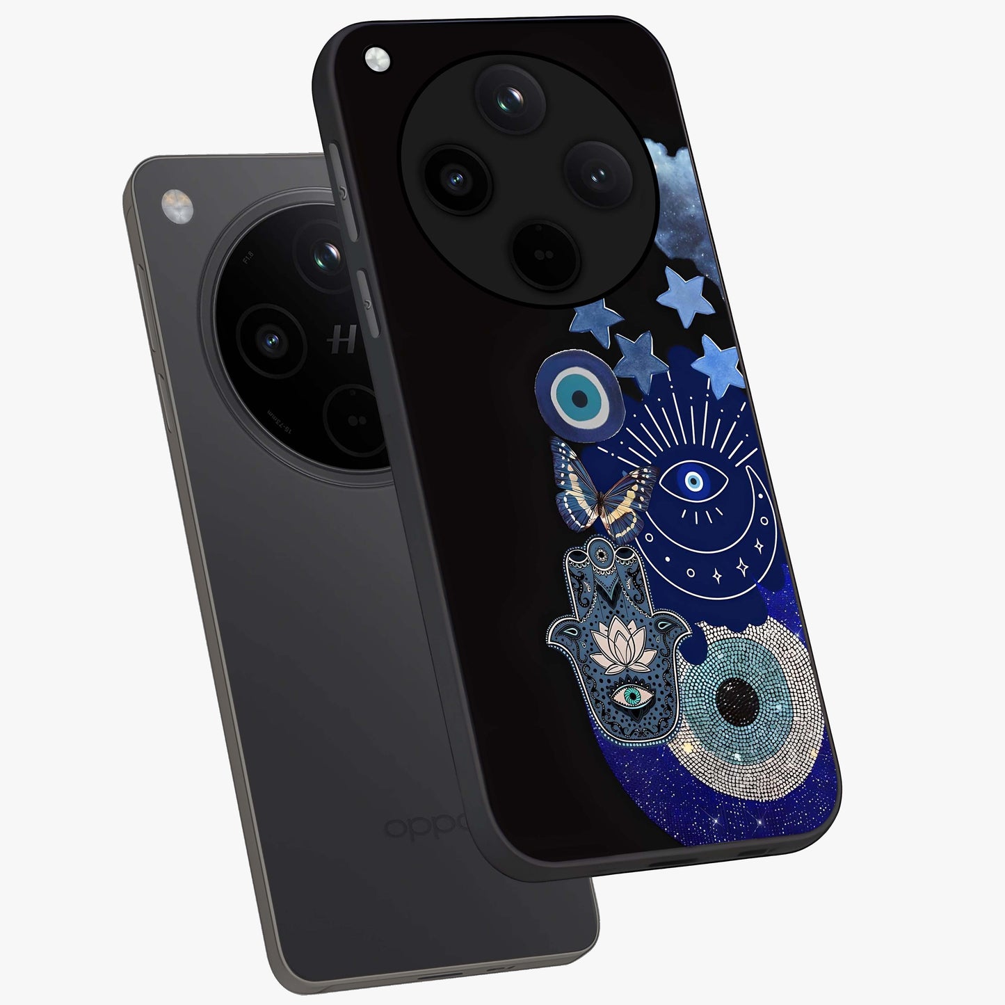 Galactic Charm Cluster Glass Case displayed in angled mockup highlighting luminous galaxy inspired design with dreamy aesthetic.