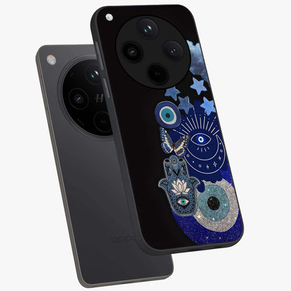 Galactic Charm Cluster Glass Case displayed in angled mockup highlighting luminous galaxy inspired design with dreamy aesthetic.