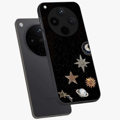 Galactic Charm Glow Glass Case displayed in angled mockup highlighting luminous galaxy inspired design with dreamy aesthetic.