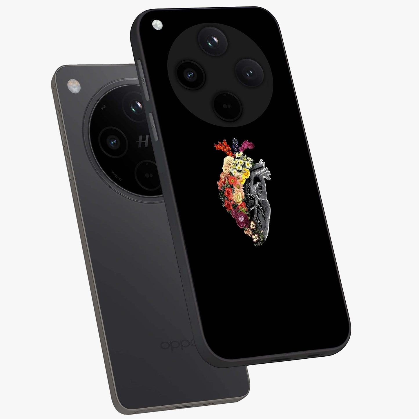 Heart With Flowers Glass Case displayed in angled mockup highlighting romantic flower design with soft aesthetic style.