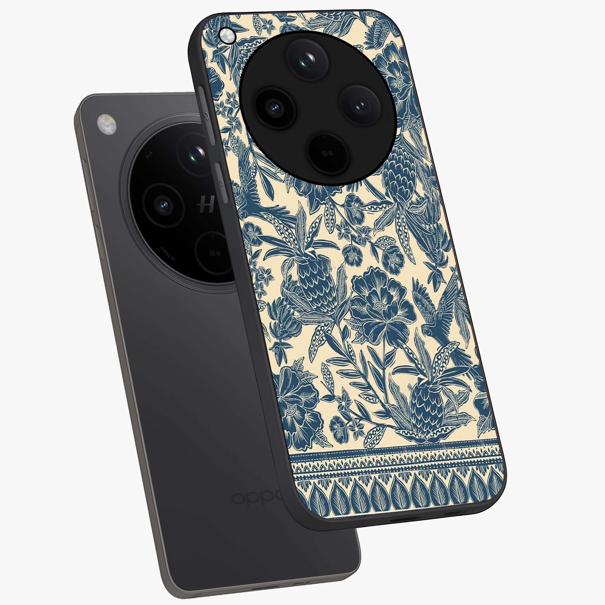 Heirloom Wild Bloom Glass Case displayed in angled mockup highlighting botanical bloom design with classic aesthetic style.