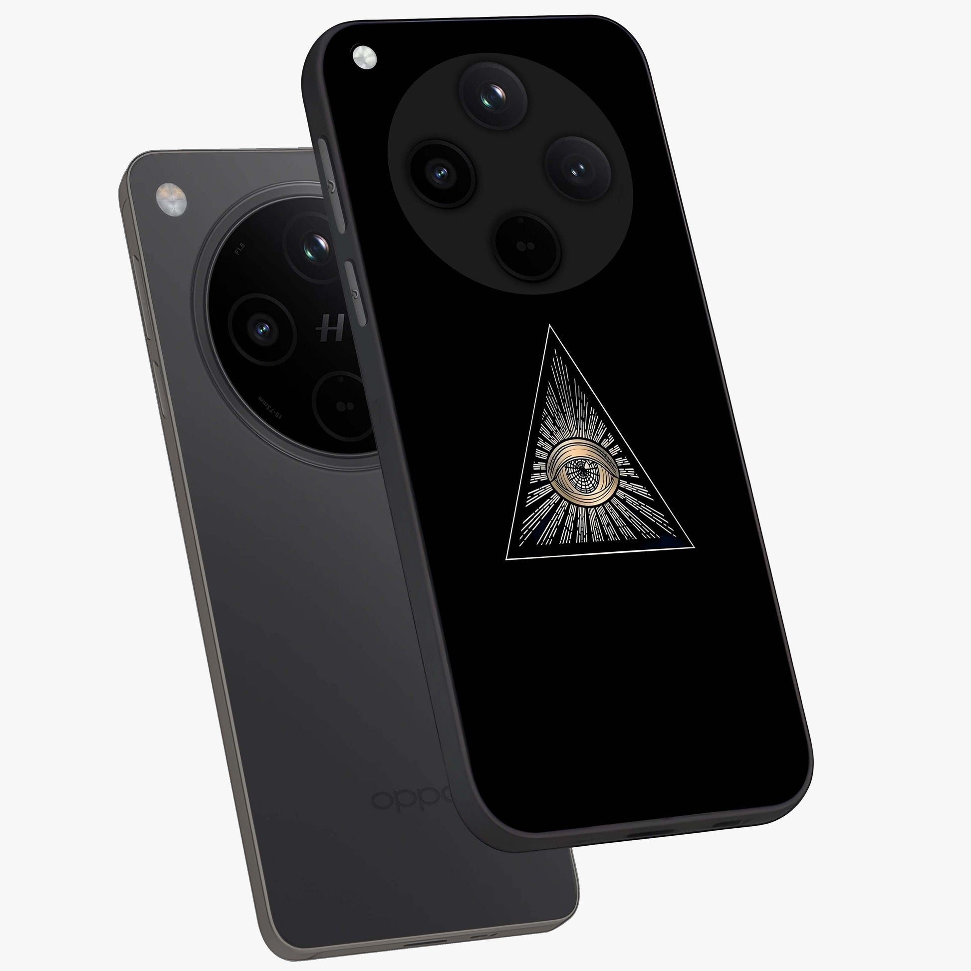 Illuminati Evil Glass Case displayed in angled mockup highlighting dark occult inspired design with bold aesthetic style.
